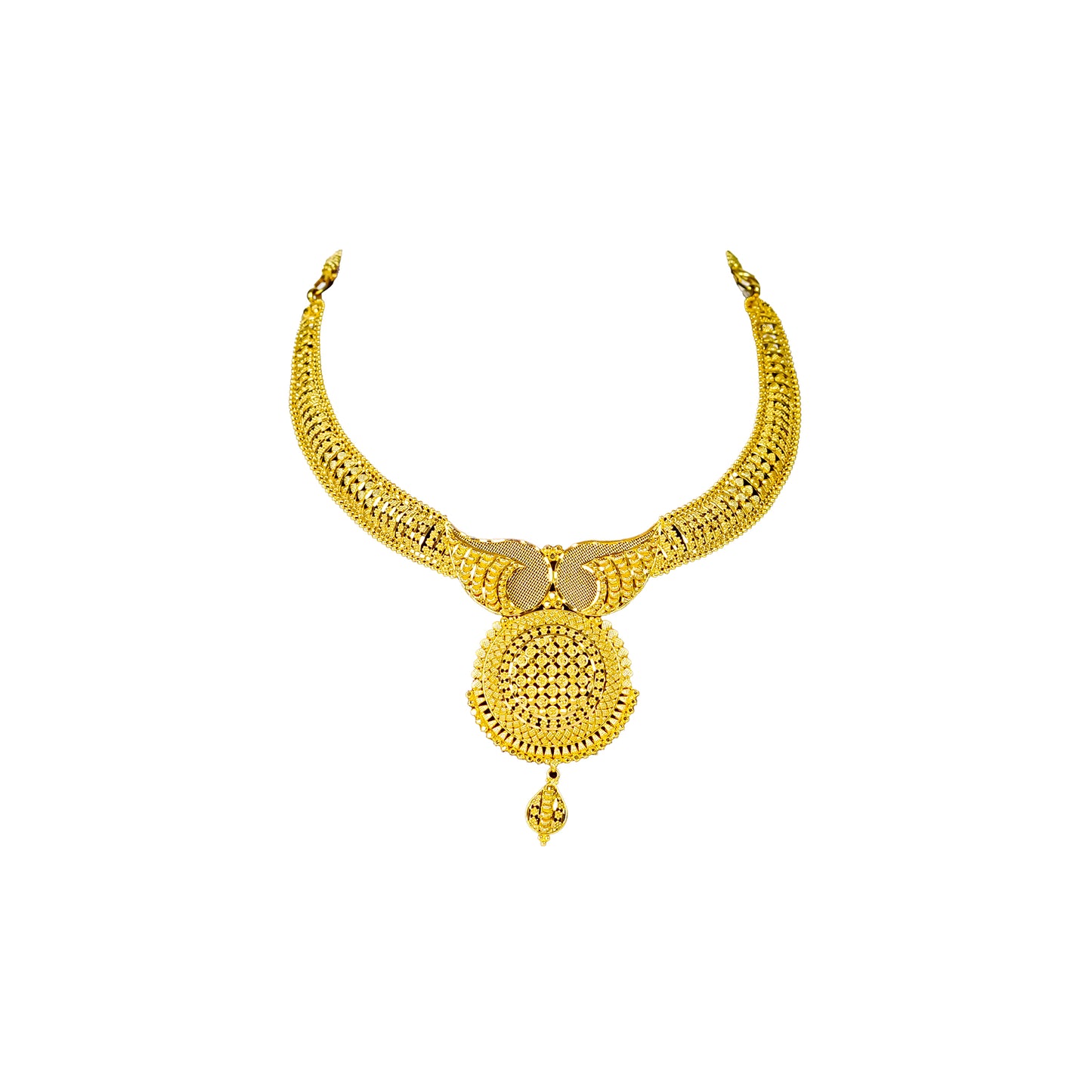 22K Kolkata Gold Choker Necklace by Manuvel Malabar Jewellers, detail view 2